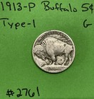 1913 P Type-1 Buffalo      Indian Head Nickel 5c Piece Good