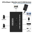 Usb Vga Kvm Switch For 2 Pc Sharing 1 Video Monitor And 3 Usb Devices Keyboar   