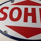 Vintage Porcelain Gasoline Sign - Sohio Gas Motor Oil Service Ohio Pump Sign