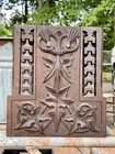 1800s Carved Antique Walnut Furniture Element Rosewood Desk Pediment Panel  c