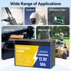 12v 9ah Lifepo4 Rechargeable Lithium Battery Built-in Bms 2000  Deep Cycles