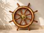 Wooden Brass Ship Wheel Wall Decor Nautical Marine Helm Coastal Home Decor Art