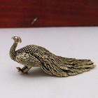 Vintage Brass Peacock Figurine Long Tail Bird Statue Desktop Home Decor Craft