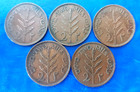 Complete Set Of Israel Palestine 2 Mils British Mandate - Lot Of 5 Coins