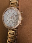 Michael Kors Women s Rose Gold Chronograph  Rhinestone Dial  42mm Need Battery