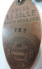 Vintage Hotel La Salle South Bend  Indiana Skeleton Room Key Fob