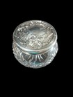 Antique Victorian Sterling Silver Lided Crystal Dresser Powder Jar