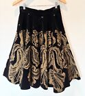 1950s Mexican Full Circle Skirt Hand Painted On Velvet Sequins Waist 28    Baroque