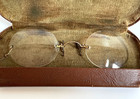 Antique F a  Hardy Pince-nez Glasses Gold-filled Chain Hairpin Velvet Case 1900s