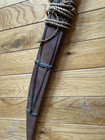 Vintage Philippine Curved Blade Short Sword bolo Wood Scabbard