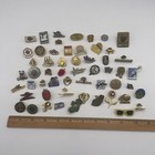 55 Vintage To Modern Lapel Hat Pins Mixed Lot Advertising Enamel Travel And More