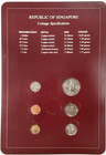 Set Of 6 Singapore Coins Dated 1984 - 1987 In Info Card W stamp   Postmark