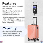 Digital Luggage Scale 110lb 50kg - Die-cast Metal  Tape Measure  Hook - Black