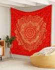Indian Wall Hanging Red Gold Ombre Mandala Home Decor Cotton Queen Tapestry Us