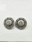 Two Vintage Navy Club Buttons Silvertone Metal Two Fish Crossed Military Pride