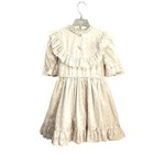 Vintage 90s Girl s Eyelet Dress Ruffle Trim Ribbon Accent  Size 6 Made In Usa