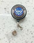 Cbp Field Ops Id Holder With Black Metal Case Retractable Reel 