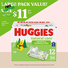 Huggies Natural Care Sensitive Baby Wipes  Unscented12 Flip-top Packs  768 Wipes