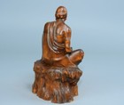 Collection Chinese Vintage Antique Boxwood Carved Arhat Figure Statue Decor Art