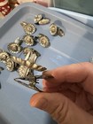 Lot Of 13 Vintage German Christmas Tree Candle Clips Tin Silver Pinecone