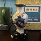Antique Chinese Cloisonn   Vase Set Of Two With Stands White