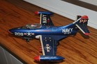 Vintage 1950s Japan Tin Toy Grumman F9f-5 Panther Us Navy Jet Friction Yonezawa 