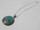 Vintage Navajo Indian Sterling Silver Turquoise Pendant Necklace   Free Chain