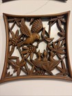 Vintage Mid Century Modern Syroco Wood resin Wall Plaqueopenwork Design- 2 Birds