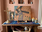 Antique 1952 Mexican Ex-voto Retablo Oil Tin Cristo Rey Horse Accident Jalisco