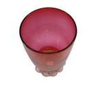 Antique English Cranberry Art Glass Vase Mouth Blown Applied Clear Base Read    