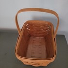 Longaberger Large Basket W handle    Plastic Protector Handwoven Signed 1997