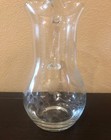 Beautiful Hand Etched Thick Glass Pitcher Floral Design Large 10  Ice Lip