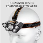 Rechargeable Headlamp 5 Led Head Lamp With 4 Modes  Waterproof Head Lights