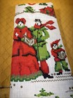 Vtg Christmas Towel Parisian Print Carolers With Noel Cloth Linen