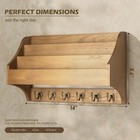 Pine Wood Key Holder Wall Mount - Rustic 3-tire Mail Holder For Wall With Stu   