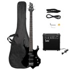 Glarry Right Handed Burning Fire Electric 4 Strings Bass Guitar Kit 20w Black