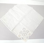 Vtg Hankie Handkerchief Hand Loomed Brussels Lace White Bridal Linen 11 5 Square