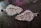 Pair  2  Vintage Grape Cluster Wine Bottle Decanterd Clear Glass With Lids
