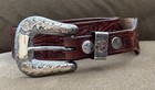 Vintage Old Western Srour Sterling Silver   10k Gold Ranger Belt Buckle Belt Set