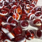 88 Marbles Jabo  Red Rooster Red Orange White Swirl