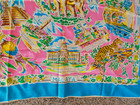 Vtg 70s Malaya Singapore Pictorial Map 36  Square Scarf Travel Souvenir Animals