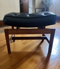 Vintage Mcm Jens Risom Walnut Floating Stool Or Ottoman