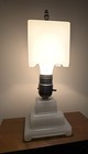 Vtg Art Deco White Opaque Skyscraper Glass Antique Lamp Vintage Works Rare