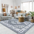 Grey 4x6 Area Rugs For Living Room  Machine Washable Low-pile Carpet Rug For Bed