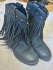 Kids Old West Fringe Leather Cowgirl Boots