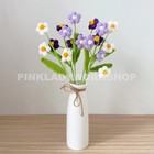 Set Of 3 Handmade Crochet Puff Flower Bouquet  no Vase    Flower Arrangement