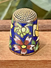 Vtg Thimble Collection Mixed Lot 6 Porcelain Enamel Thread Cloisonne  Flowers
