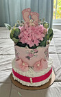 Minnie Mouse Pink Bloosom  Diaper Cake Gift  2 Tiers Baby Shower Centerpiece