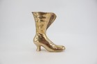 Vintage Solid Brass Victorian Button Boot Figurine     Antique Shoe Decor Vase