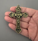 Large 3  Bronze Apostles Crucifix Cross Heavy Pendant Rosary Part